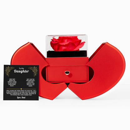 Beautiful Gift for Daughter: "I Will Always Be There" Gift Set With Heart Box and Red Rose Surprise